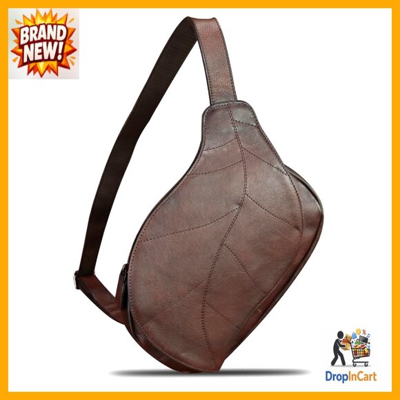 Vintage Genuine Leather Sling Backpack Crossbody Daypack Adjustable Strap